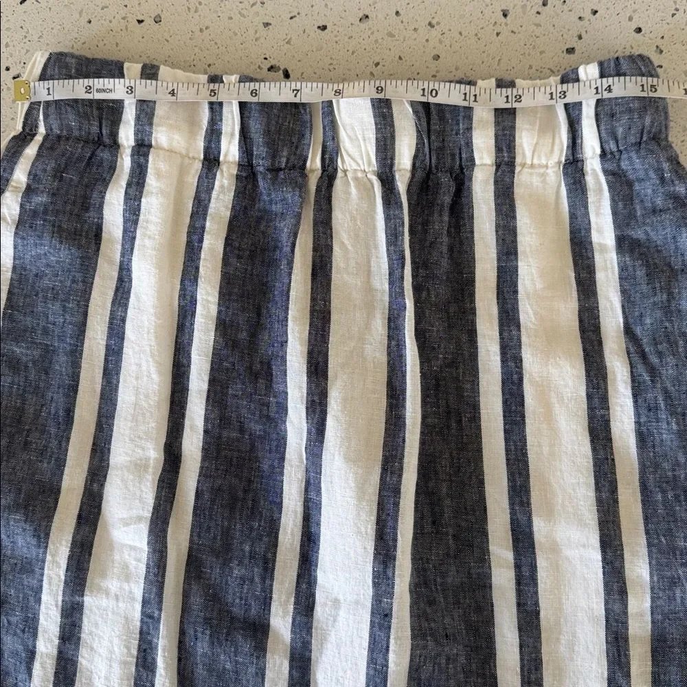 J. Crew Classic Blue and White Striped 100% Linen Skirt Women’s Size Medium Tall